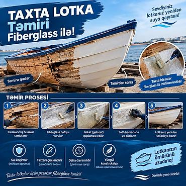 Su nəqliyyatı: Qayiq temiri. Taxta qayiqlarin Fiberglassla temiri TAXTA LOTKA VƏ — 1