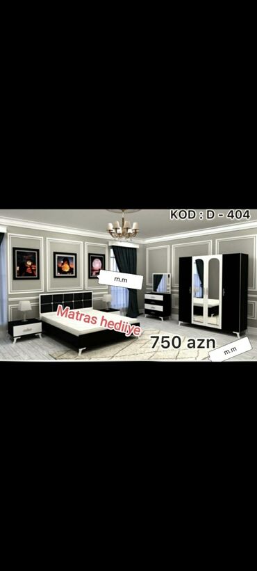 Yataq otağı dəstləri: İkinəfərlik çarpayı, Termo, Dolab, 2 tumba, Azərbaycan, Yeni — 4