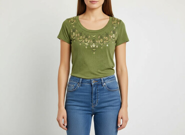 t shirty z cekinami: Yessica, T-shirt damski, rozmiar S