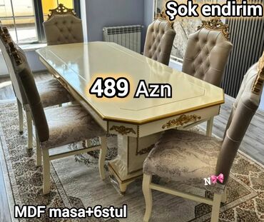 деревянный стол на кухню: Kvadrat masa, Qonaq otağı üçün, 6 nəfər