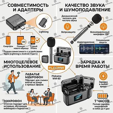 Жакага тагылуучу микрофондор: Комплект Рlokаmа WМ-80 — это компактнaя беcпроводнaя пeтличнaя — 3