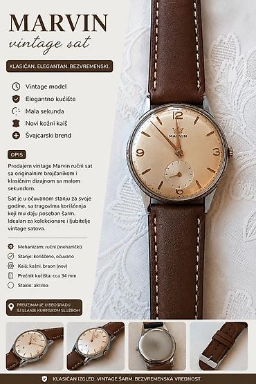 pandora serbien: Marvin vintage ručni sat - Klasican, elegantan dizajn sa malom — 1