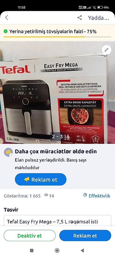 Tefal Easy Fry Mega – 7,5 L rəqəmsal isti hava fritözü - Böyük həcm
