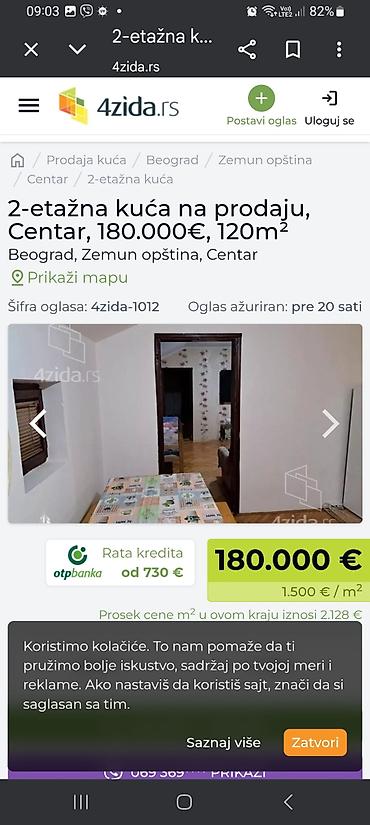 Kuće na prodaju: Dvoetažna kuća, 120 m², Beograd – Zemun, Centar - Raspored: dve etaže — 8