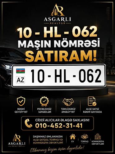 nomre axtarisi masin: Satılır: Avtomobil dövlət nömrə nişanı 10-HL-062 Xüsusiyyətlər: - AZ — 1