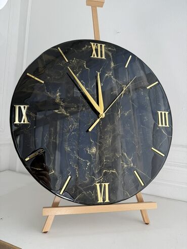 Часы для дома: Настенные часы ручной работы на заказ в стиле «черный мрамор» с — 3