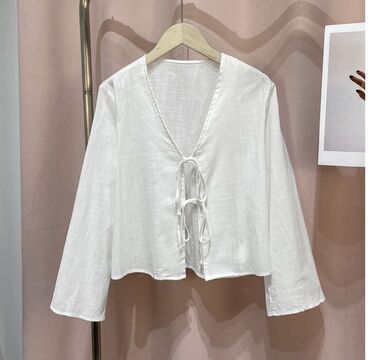 белая блуза: Блузка, Классикалык модель, Пахта, Solid print