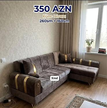 gul sekilleri: Künc divanı – 260 sm + 160 sm ölçü Qiymət: 350 AZN (şəkildə — 1