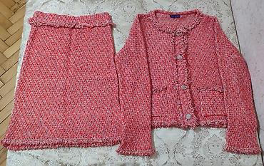 İkili dəst – toxuma tweed üslubunda ətək və kardiqan - Rəng