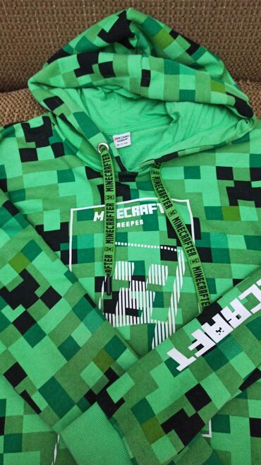 детская рубашка под запонки: Minecraft Creeper hoodie - Rəsmi Mojang etiketli, 12–13 yaş ölçüsü -