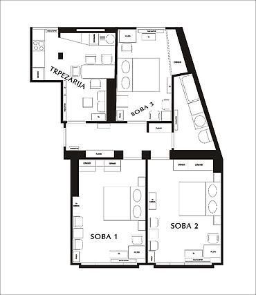 Dugoročni najam stanova: 3 sobe — 1