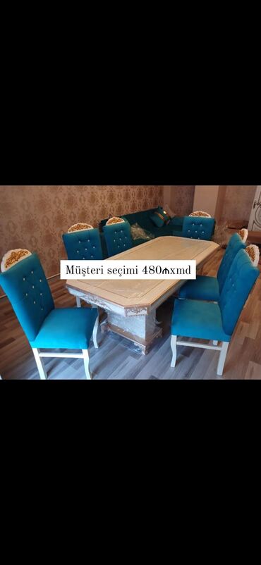 kilim mebel qonaq destleri: Qonaq otağı üçün, Yeni, Açılmayan, Oval masa, 6 stul