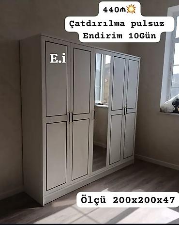 mebel dolab: Yeni, 5 qapı, Güzgülü, Ağ, Açılan, Düz dolab — 1