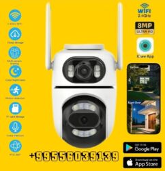 Videomüşahidə: Wifi Camera 8MP Ultra HD İki Linzalı, Tam Rəngli Gecə Görüşü, PTZ, Su — 8