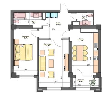 однушка псо: 2 комнаты, 81 м², Элитка, 9 этаж, ПСО (под самоотделку)