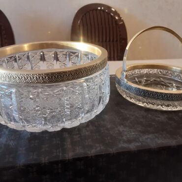 вазы из богемского стекла: Вазы хрусталь+серебро. СССР, 1950-е годы Хрусталь без сколов,трещин