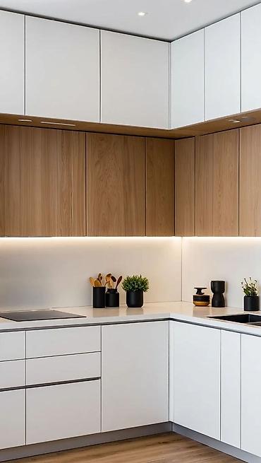 Кухонные гарнитуры: Кухонный гарнитур, цвет - Серый, МДФ — 9