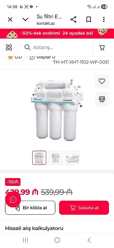 ventilyator su ile: Məhsul: Mətbəx üçün tərs osmos (Reverse Osmosis) su təmizləmə sistemi — 9