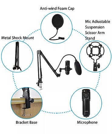 mikrofon bm 800 cena: 🎤 Leedor V10X Pro + BM800 Mikrofon Seti – Canlı Yayım və Studya Üçün — 4