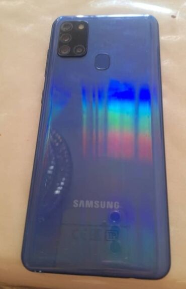 андроид на аккорд: Samsung Galaxy A21S, Колдонулган, 32 ГБ, түсү - Көк, 2 SIM