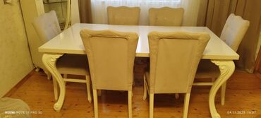 продам кухонный гарнитур бу: Qonaq otağı üçün, İşlənmiş, Kvadrat masa, 6 stul