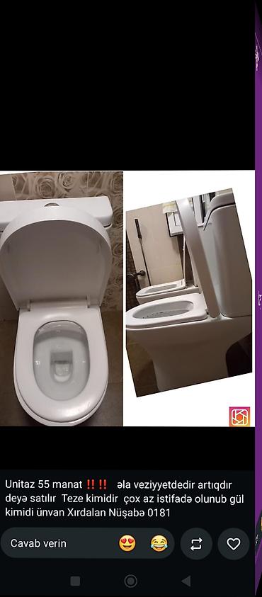 işlənmiş unitazlar: 077 613 12 74Unitaz – ağ rəngli, bak (su çəni) və oturacaq/qapaq dəsti — 1