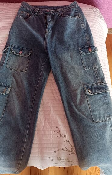 Cinslər: Kişi/kadın üçün cins karqo şalvar - Material: klassik mavi denim lalafo.az -da Cinslər: Kişi/kadın üçün cins karqo şalvar - Material: klassik mavi denim