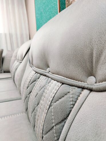 Divan və masa dəstləri: Künc divan dəsti Açılan, bazalı, - Rəng: Açıq boz (boz-yaşıl tonlu) — 7