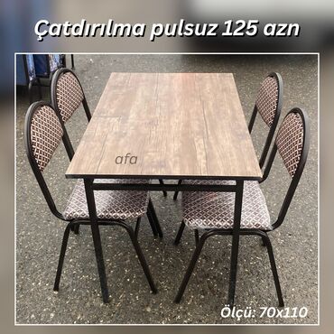 TV altlığı: Restoran, kafe, bağ, mətbəx və s üçün masa destleri Masa + 4 Stul 125