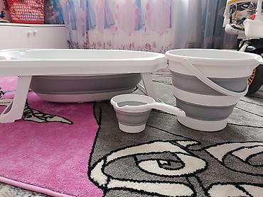 hello kitty oyuncaq: Uşaq üçün qatlanan hamam dəsti təqdim olunur. Dəstə 3 hissə daxildir — 1