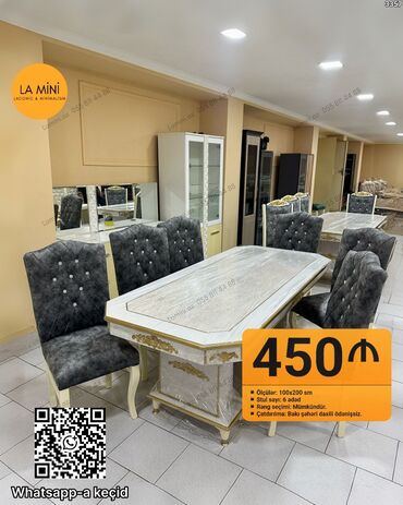 Dolablar: Qonaq otağı üçün, Açılmayan, Dördbucaq masa, 6 stul