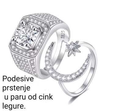 pandora prstenje srebro: Set prstenja, Materijal: Cirkon