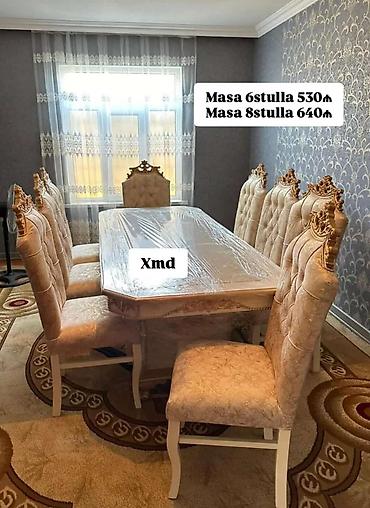 Klassik üslubda yemək otağı dəsti - Masa və 6 stul: 530₼ - Masa və 8