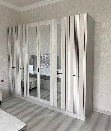 Ev üçün mebel: Sürüşməz açarlı 6 qapılı yataq otağı dolabı - Material: ağac — 1