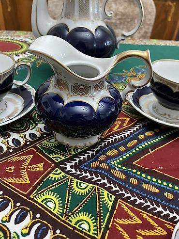cay: Çay dəsti, rəng - Göy, Farfor, 6 nəfərlik — 4