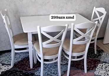 Masa və oturacaq dəstləri: Mətbəx masa dəsti - Dəst: 1 ədəd masa + 4 ədəd stul - Masa ölçüsü — 11