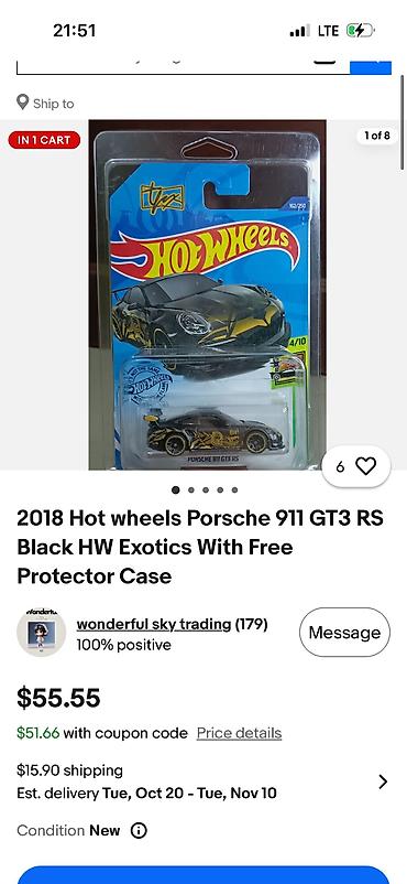 Hot Wheels Porsche 911 GT3 RS (2018) — серия HW Exotics. -