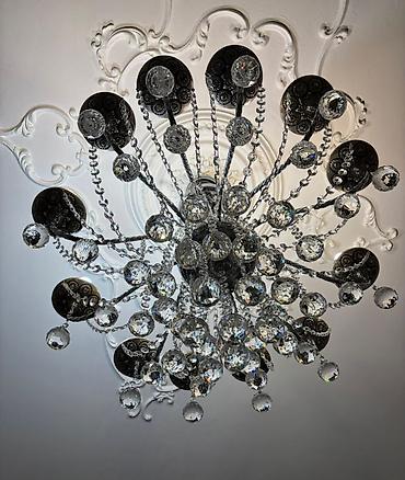 tavan ucun ventilyator: Çılçıraq, 10 və daha çox lampa, Metal — 3