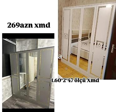 ag laminat: Üç qapılı şkaf - Ölçü: 1.60 m en × 2.00 m hündürlük × 47 sm dərinlik — 1