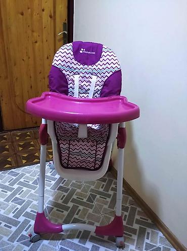 Uşaq dünyası: MAMALOVE uşaq yemək stulu - Rəng: çəhrayı/bənövşəyi, naxışlı oturacaq — 1