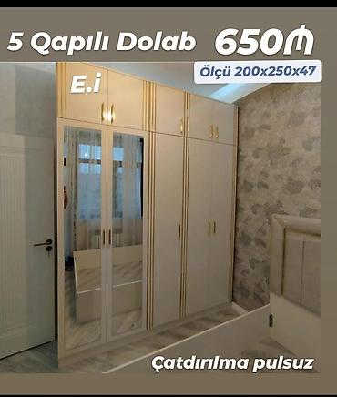 5 qapılı paltar dolabı - Ölçü: 200 x 250 x 47 sm (eni x hündürlük x