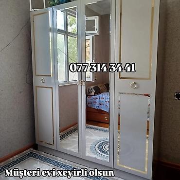 Paltar dolabları, qarderoblar: Məhsul: 4 qapılı paltar şkafı - Rəng: krem (bej) tonlarında, qızılı — 19