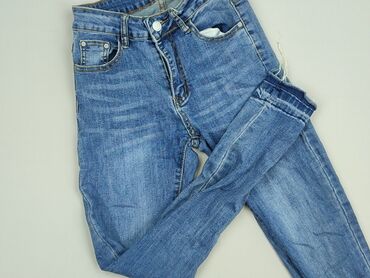 czarne legginsy z wysokim stanem push up: SZACHOWNICA, Jeansy damskie, rozmiar M