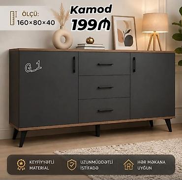 ev dekoru: Kamod – 199₼ Ölçü: 160 × 80 × 40 sm - Minimalist dizayn: qara ön — 1