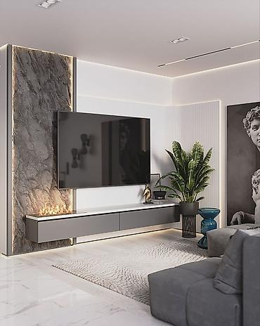 Гарнитуры для зала: Гарнитур для зала, Тумба под ТВ, МДФ, цвет - Серый — 1