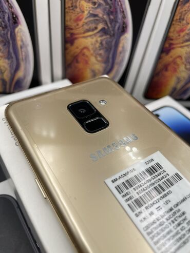 samsung galaxy a90: Samsung Galaxy A8 2018, Колдонулган, 32 GB, түсү - Алтын, 1 SIM, 2 SIM