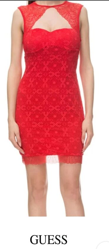 haljine od čipke: Guess S (EU 36), bоја - Crvena, Večernji, maturski, Na bretele