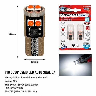 KMT T10 auto LED sijalica, 6 SMD, crveno svetlo 2000436 - Tip/namena