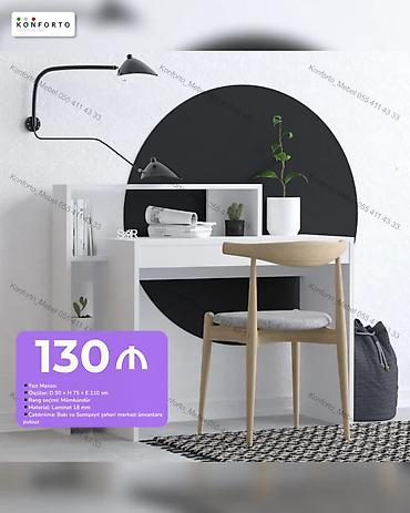 Mebel: Düz masa, Stul ilə, Polkalı, Siyirməsiz, Sadə laminat — 1