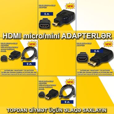 hdmi kabel: HDMİ micro mini adapterlər 🚚Metrolara və ünvana çatdırılma var